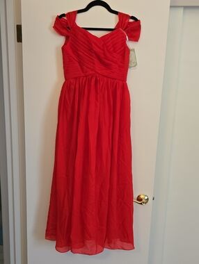 Girls Red Chiffon Dress